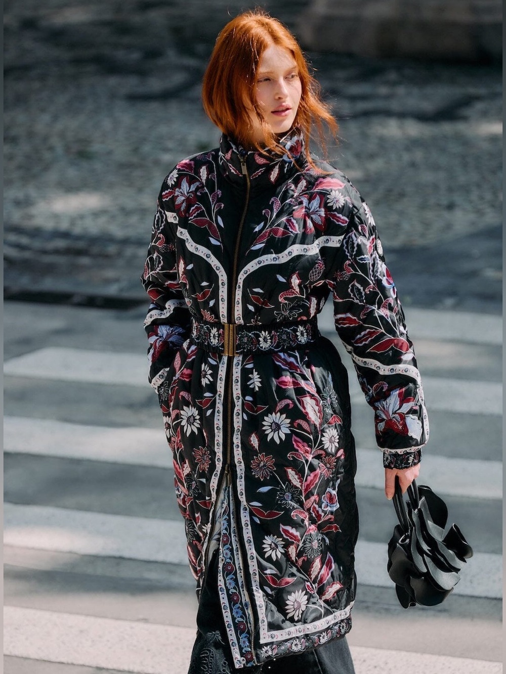 Farm Rio Black Marcelle Reversible Maxi Puffer Jacket